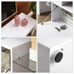 VASAGLE Lowboard »LTV14WT«, TV-Schrank, Fernsehschrank, TV-Regal, mit LED-Beleuchtung, für Fernseher bis 60 Zoll, 140 x 35 x 45 cm -Vasagleaus Geschaft 50ca064e ec5a 40ac a1b2 3996ded7046e