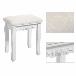 VASAGLE Schminktisch »RDT28K RDT28WT«, Frisiertisch, Kosmetiktisch mit Klappspiegel und 5 Schubladen, mit Hocker Natur, Weiß -Vasagleaus Geschaft 54785d8d ca6b 4959 97ef 67a9d80eebaf