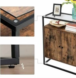 VASAGLE Sideboard »LSC013B01«, Küchenschrank, Konsolentisch mit Glasoberfläche, Stahlgestell, Industrie-Design, vintage -Vasagleaus Geschaft 55f537d9 c2b8 4e2a a334 9e9f616e0f66