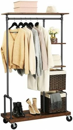 VASAGLE Kleiderständer »HSR66BX«, Schwerlast Garderobenständer auf Rollen, vintage -Vasagleaus Geschaft 5633f3f2 d998 4de5 bef1 01c78e834e7b