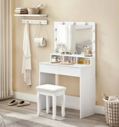 VASAGLE Schminktisch »RDT120T10«, Frisiertisch, Kosmetiktisch mit 9 LED-Glühbirnen und Spiegel, einstellbare Helligkeit, 2 Schubladen und 3 offene Fächer 14 VASAGLE Schminktisch »RDT120T10«, Frisiertisch, Kosmetiktisch mit 9 LED-Glühbirnen und Spiegel, einstellbare Helligkeit, 2 Schubladen und 3 offene Fächer -Vasagleaus Geschaft 5813628e 0e43 4f15 8f7f 96ec0277bc71