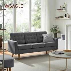 VASAGLE 3-Sitzer »LCS101«, Couch fürs Wohnzimmer, Polyester, 177 x 72 x 86 cm (L x B x H) Beige, Grau -Vasagleaus Geschaft 5a387ac7 a0a8 4756 ac53 825c536fa3b9