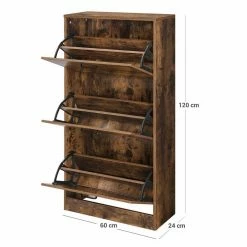 VASAGLE Schuhschrank »LBC03« Schuhregal mit 3 Klappen und Ebenen, perfekt für schmale Flure, 60 x 24 x 120 cm (L x B x H) Eichenfarben, Vintage, Wei&szlig; -Vasagleaus Geschaft 5a4dd1ee 5e08 4be7 9eca 0d1bac85b9a8