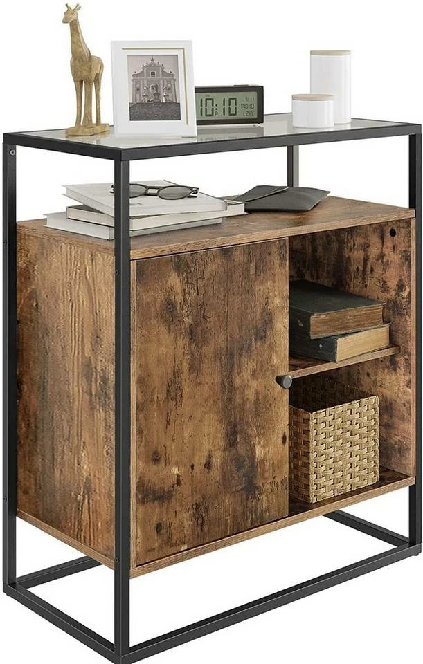 VASAGLE Kommode »LSC12BX«, Konsolentisch, Küchenschrank, Metallgestell mit Glasoberfläche, Industrie-Design, vintage 6 VASAGLE Kommode »LSC12BX«, Konsolentisch, Küchenschrank, Metallgestell mit Glasoberfläche, Industrie-Design, vintage – Bild 4