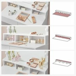 VASAGLE Schminktisch »RDT120T10«, Frisiertisch, Kosmetiktisch mit 9 LED-Glühbirnen und Spiegel, einstellbare Helligkeit, 2 Schubladen und 3 offene Fächer 15 VASAGLE Schminktisch »RDT120T10«, Frisiertisch, Kosmetiktisch mit 9 LED-Glühbirnen und Spiegel, einstellbare Helligkeit, 2 Schubladen und 3 offene Fächer -Vasagleaus Geschaft 5b20b870 c4a6 4e7b a94e 1174eda6099b