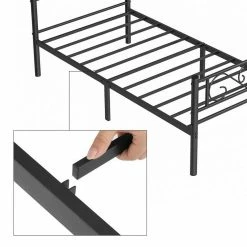 VASAGLE Metallbett »RMB061 RMB063«, Einzelbett, Doppelbett, mit Lattenrost und Bettgestell, für kleine Räume, Gästebett Schwarz, Wei&szlig; -Vasagleaus Geschaft 5c474c4b 7d23 4abf acd5 5a0bc890e454