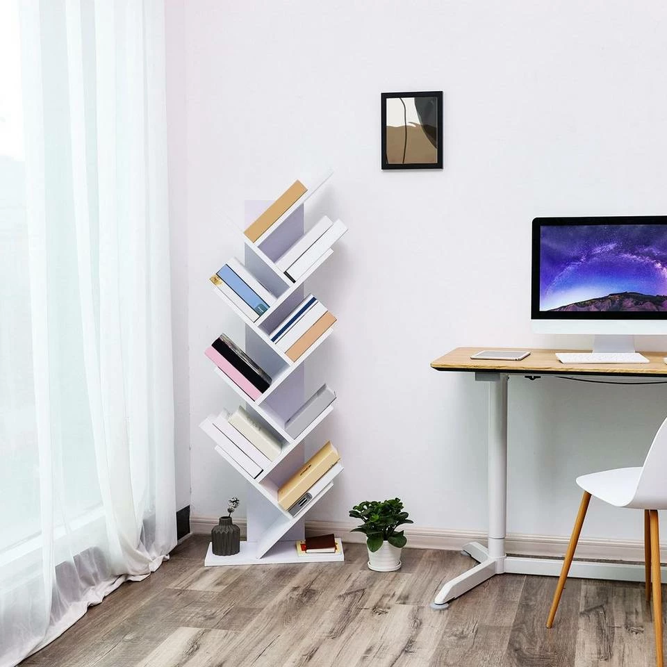 VASAGLE Bücherregal »LBC11BX LBC11WTV1«, Standregal mit 8 Ebenen, in Baumform, für Wohnzimmer, Homeoffice und Büro Vintage, Weiß 4 VASAGLE Bücherregal »LBC11BX LBC11WTV1«, Standregal mit 8 Ebenen, in Baumform, für Wohnzimmer, Homeoffice und Büro Vintage, Weiß – Bild 2