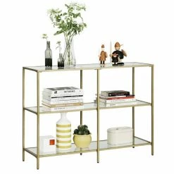 VASAGLE Konsolentisch »LGT27G LGT024A01«, Beistelltisch Sofatisch, 3 Ebenen, Ablagen aus Hartglas, goldfarben -Vasagleaus Geschaft 5edc59f8 b816 4183 ad1f 9dd4db33a679