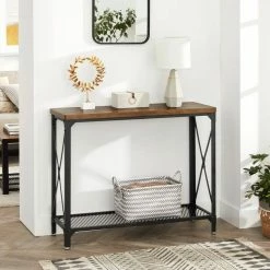 VASAGLE Konsolentisch »LNT088B01 LNT100B01«, Beistelltisch, Flurtisch, Sofatisch, 100 x 35 x 80 cm, für Wohnzimmer, Flur, vintagebraun-schwarz