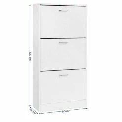 VASAGLE Schuhschrank »LBC03« Schuhregal mit 3 Klappen und Ebenen, perfekt für schmale Flure, 60 x 24 x 120 cm (L x B x H) Eichenfarben, Vintage, Wei&szlig; -Vasagleaus Geschaft 620ec5a0 a087 474e bd25 a63d1c5256c7