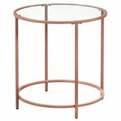 VASAGLE Beistelltisch »LGT20G/020B01«, Beistelltisch rund, kleiner Couchtisch, Glastisch mit Metallgestell, Nachttisch, Sofatisch Gold, Ros&eacute;gold, Schwarz -Vasagleaus Geschaft 621f589d 9528 4abf 9042 c1771c33c782