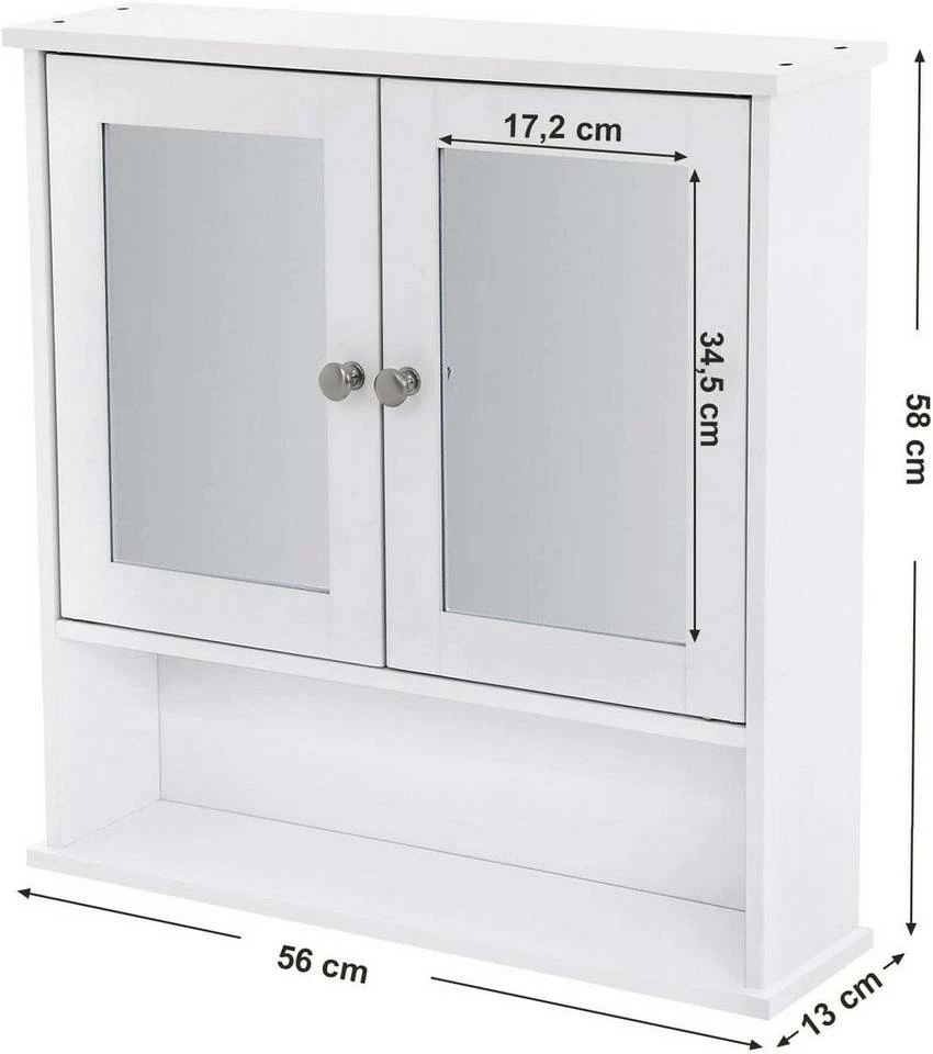 VASAGLE Spiegelschrank »LHC002« Badschrank, Hängeschrank, zimmer, weiß 5 VASAGLE Spiegelschrank »LHC002« Badschrank, Hängeschrank, zimmer, weiß – Bild 3