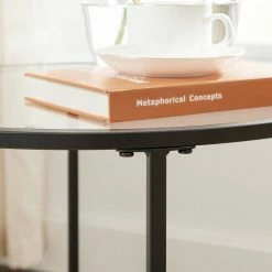 VASAGLE Beistelltisch »LGT20G/020B01«, Beistelltisch rund, kleiner Couchtisch, Glastisch mit Metallgestell, Nachttisch, Sofatisch Gold, Ros&eacute;gold, Schwarz -Vasagleaus Geschaft 65d5ef4d 157c 4024 ac4c 26c4c16439a6