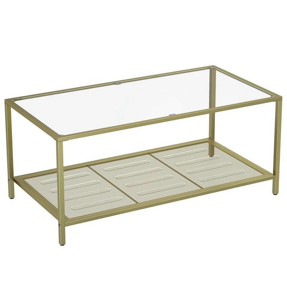 VASAGLE Couchtisch »LGT031A01«, Sofatisch, Beistelltisch, mit Hartglas und engmaschiger Gitterablage, aus Metallgestell, Gold-Transparent 11 VASAGLE Couchtisch »LGT031A01«, Sofatisch, Beistelltisch, mit Hartglas und engmaschiger Gitterablage, aus Metallgestell, Gold-Transparent – Bild 9
