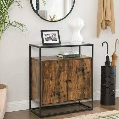 VASAGLE Sideboard »LSC013B01«, Küchenschrank, Konsolentisch mit Glasoberfläche, Stahlgestell, Industrie-Design, vintage