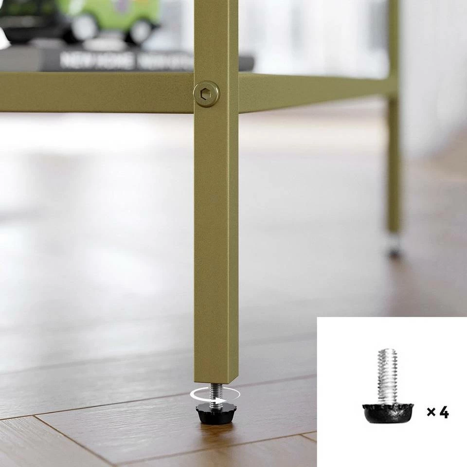 VASAGLE Couchtisch »LGT031A01«, Sofatisch, Beistelltisch, mit Hartglas und engmaschiger Gitterablage, aus Metallgestell, Gold-Transparent 9 VASAGLE Couchtisch »LGT031A01«, Sofatisch, Beistelltisch, mit Hartglas und engmaschiger Gitterablage, aus Metallgestell, Gold-Transparent – Bild 7