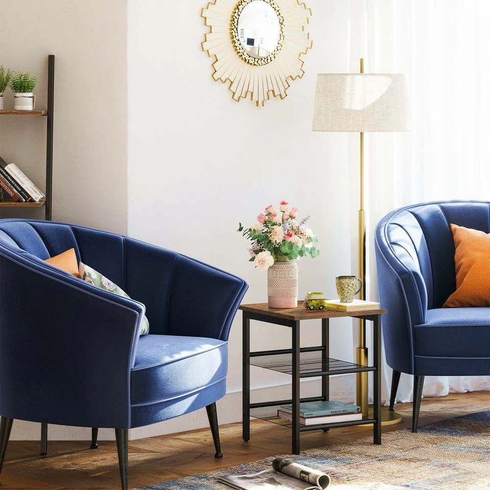 VASAGLE Beistelltisch »LET23X«, Beistelltisch, Nachttisch, mit 2 verstellbaren Gitterablagen, Industrie-Design 4 VASAGLE Beistelltisch »LET23X«, Beistelltisch, Nachttisch, mit 2 verstellbaren Gitterablagen, Industrie-Design – Bild 2