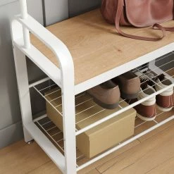 VASAGLE Garderobenständer »HSR40B«, Kleiderständer mit 9 Haken, Schuhregal mit 3 Ablagen und stilvollen Griffen, 183 cm hoch, Industrie-Design Grau, Vintage, Wei&szlig; -Vasagleaus Geschaft 6bddf55d 369c 41e7 bc2c 65f1936f46dd