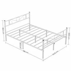 VASAGLE Metallbett »RMB061 RMB063«, Einzelbett, Doppelbett, mit Lattenrost und Bettgestell, für kleine Räume, Gästebett Schwarz, Wei&szlig; -Vasagleaus Geschaft 6c083c2a 674e 447a 9c98 15dc379e0e0e