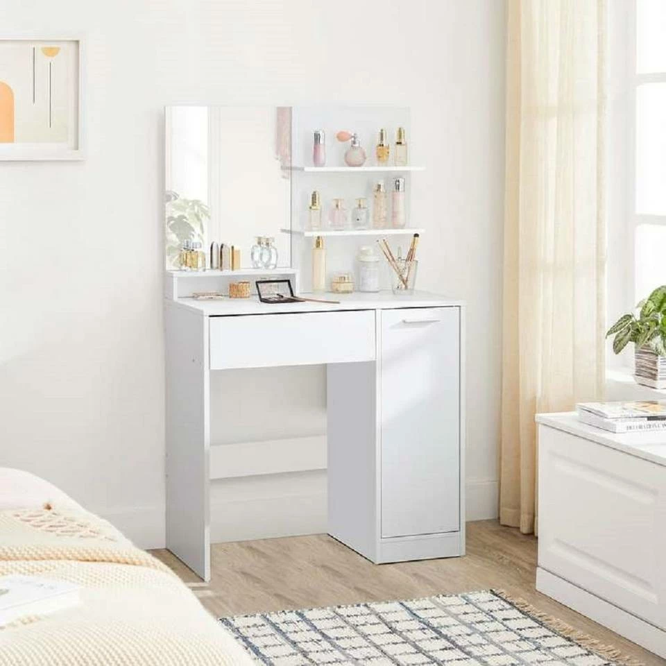 VASAGLE Schminktisch »RDT119W01«, Frisiertisch, Schminkkommode mit Spiegel, Aufbewahrungsfach, 1 Schublade, weiß 3 VASAGLE Schminktisch »RDT119W01«, Frisiertisch, Schminkkommode mit Spiegel, Aufbewahrungsfach, 1 Schublade, weiß