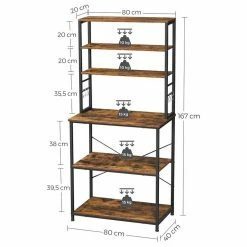 VASAGLE Küchenregal »KKS019B01«, Standregal mit Ablagen, mit 6 Haken und Metallrahmen, für Mikrowelle, Kochutensilien, vintage -Vasagleaus Geschaft 6cf77e12 cf17 4da2 8e0f a092b286baf9