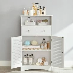 VASAGLE Badkommode »BBC145W01«, Kommode mit 2 Türen, 2 Schubladen, Hoch 108 cm, verstellbare Regalebene, skandinavischer Stil, weiß -Vasagleaus Geschaft 707412ee 9b69 415d 8146 cc48b275c7bf