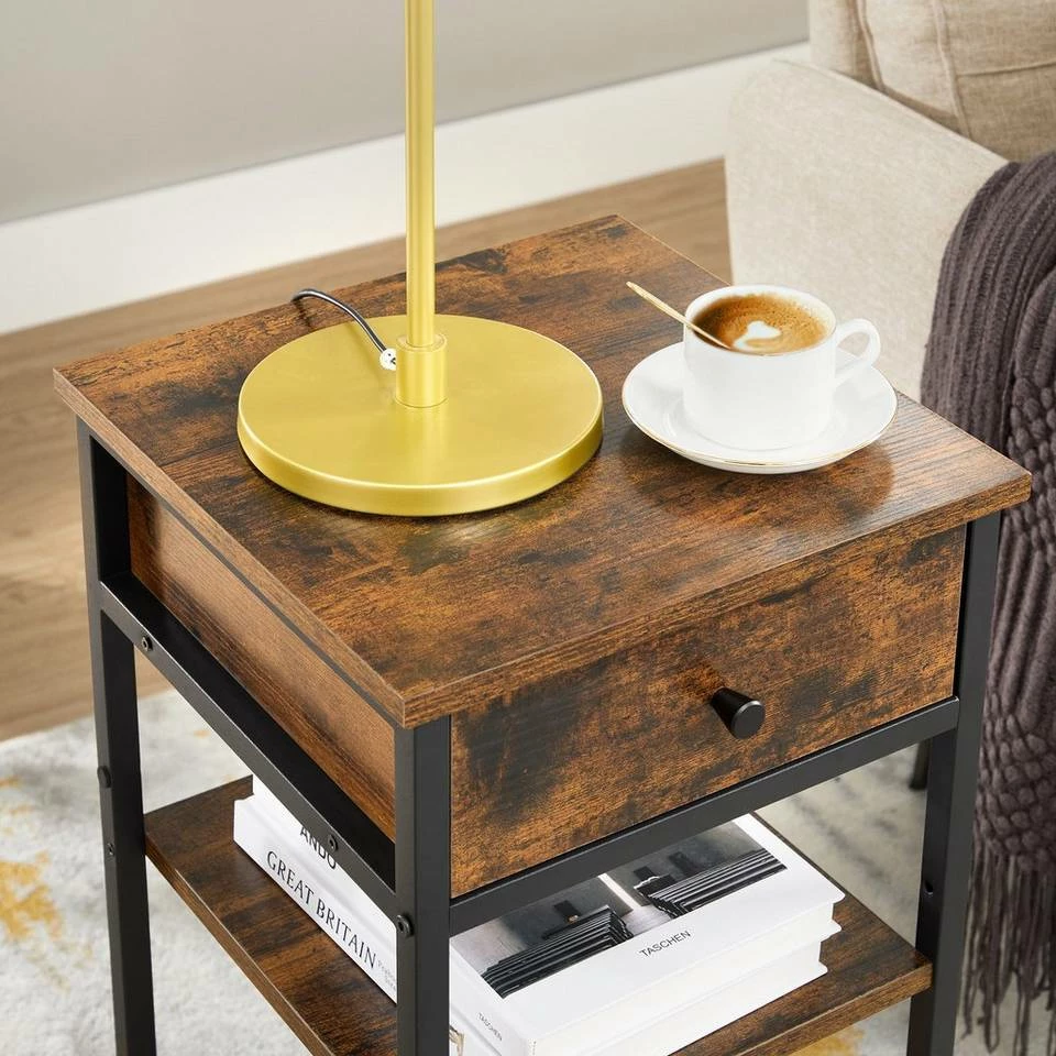 VASAGLE Nachttisch »LET502B01«, Beistelltisch, hoch, platzsparend, Industriestil 6 VASAGLE Nachttisch »LET502B01«, Beistelltisch, hoch, platzsparend, Industriestil – Bild 4