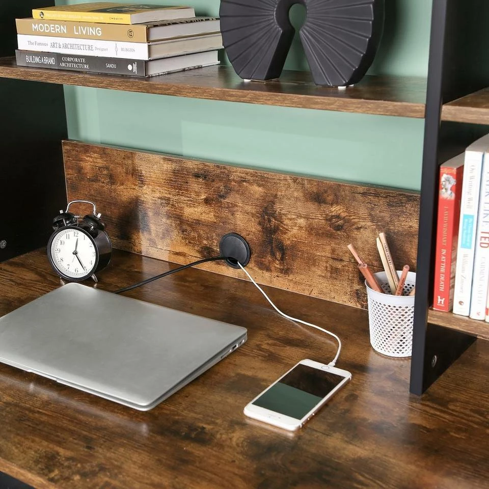 VASAGLE Computertisch »LWD65X«, Schreibtisch mit Regalaufsatz, mit Schrank und Schublade, vintagebraun-schwarz 9 VASAGLE Computertisch »LWD65X«, Schreibtisch mit Regalaufsatz, mit Schrank und Schublade, vintagebraun-schwarz – Bild 7