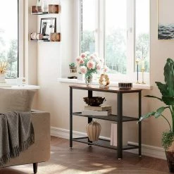 VASAGLE Konsolentisch »LNT81BX LNT081B02«, Flurtisch mit 2 Gitterablagen, Beistelltisch, Sideboard, Wohnzimmer, Flur, schmal, vintage Greige-schwarz -Vasagleaus Geschaft 74d6f8c2 8b6b 4371 b9ee 3a2e06c4ae3b