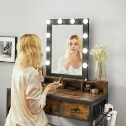 VASAGLE Schminktisch »RVT014A10 RVT014B01«, Frisiertisch, Kosmetiktisch mit Hocker, 10 LED-Glühbirnen, einstellbare Helligkeit Vintagebraun-Schwarz, Weiß-gold 22 VASAGLE Schminktisch »RVT014A10 RVT014B01«, Frisiertisch, Kosmetiktisch mit Hocker, 10 LED-Glühbirnen, einstellbare Helligkeit Vintagebraun-Schwarz, Weiß-gold -Vasagleaus Geschaft 75b540a3 16bc 4ef9 9e01 d98e60869cab