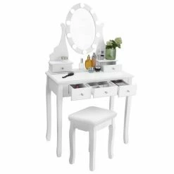 VASAGLE Schminktisch »RDT09WL«, Frisiertisch, Kosmetiktisch mit Beleuchtung, mit Spiegel und Hocker, 5 Schubladen 12 VASAGLE Schminktisch »RDT09WL«, Frisiertisch, Kosmetiktisch mit Beleuchtung, mit Spiegel und Hocker, 5 Schubladen -Vasagleaus Geschaft 75bd257c 59f7 4a81 ab22 12b8056d9aa2
