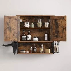 VASAGLE Hängeschrank »BBK123B01« Wandschrank mit 2 Türen, verstellbar, mit Haartrocknerhalter, Industrie-Design, vintage -Vasagleaus Geschaft 7a816f32 1751 4865 9cab 192f00fb491a