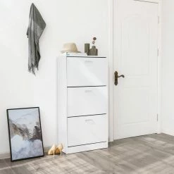 VASAGLE Schuhschrank »LBC03« Schuhregal mit 3 Klappen und Ebenen, perfekt für schmale Flure, 60 x 24 x 120 cm (L x B x H) Eichenfarben, Vintage, Wei&szlig; -Vasagleaus Geschaft 7b5817ca e71c 4da4 b743 d19edf3fc1e4