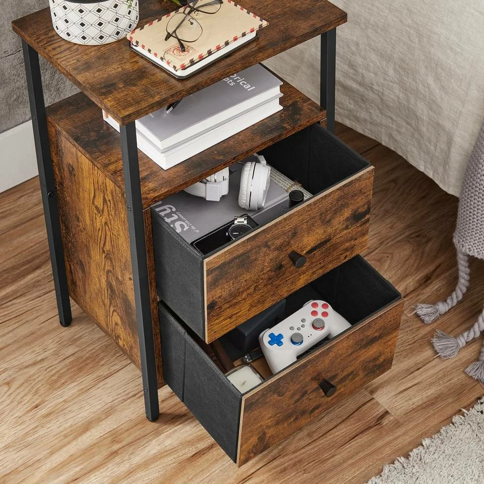 VASAGLE Nachttisch »LET521B01«, Beistelltisch, mit 2 Schubladen, Industrie-Design, vintage 6 VASAGLE Nachttisch »LET521B01«, Beistelltisch, mit 2 Schubladen, Industrie-Design, vintage – Bild 4