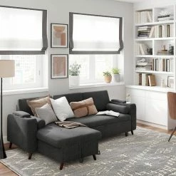 VASAGLE Schlafsofa »LCS801«, Bettsofa mit Stauraum, Ecksofa, mit Becherhalter, einfache Montage, 223 x 142 x 88 cm (L x B x H), modern Dunkelgrau, Hellgrau -Vasagleaus Geschaft 7c1554da 881e 4f0e b354 ec83f9ff5999