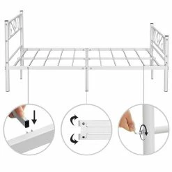 VASAGLE Metallbett »RMB061 RMB063«, Einzelbett, Doppelbett, mit Lattenrost und Bettgestell, für kleine Räume, Gästebett Schwarz, Wei&szlig; -Vasagleaus Geschaft 7c2c8f3a f692 4ce1 8c24 5548a4f727d1