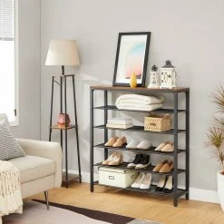 VASAGLE Schuhregal »LBS14 LBS15 LBS016«, Schuhablage mit Gitterebenen und großzügiger Oberfläche für Taschen, Metall, unterschiedliche Höhen, vintage Greige -Vasagleaus Geschaft 7d3099b3 873b 4556 bca6 9fb7364d9714