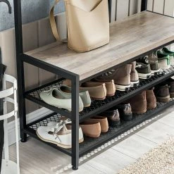 VASAGLE Garderobenständer »HSR86/086/98«, Kleiderständer mit 12 Kleiderhaken und Schuhregal, vintage Greige -Vasagleaus Geschaft 7da68879 3d31 4db3 b494 e9d5dede3d2f