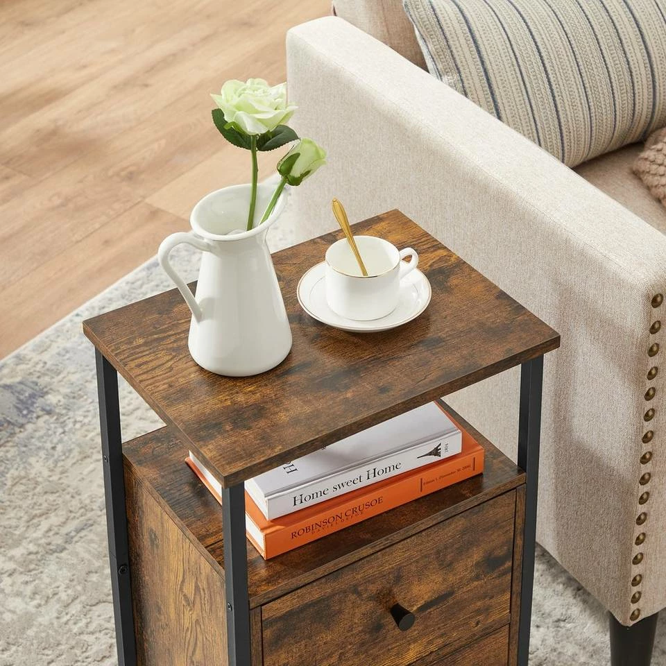 VASAGLE Nachttisch »LET521B01«, Beistelltisch, mit 2 Schubladen, Industrie-Design, vintage 4 VASAGLE Nachttisch »LET521B01«, Beistelltisch, mit 2 Schubladen, Industrie-Design, vintage – Bild 2