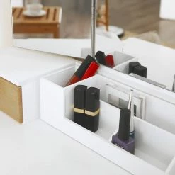 VASAGLE Schminktisch »RDT28K RDT28WT«, Frisiertisch, Kosmetiktisch mit Klappspiegel und 5 Schubladen, mit Hocker Natur, Weiß -Vasagleaus Geschaft 7f19c94a 3867 4a3b b9ec eea26e7739fc