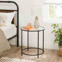 VASAGLE Beistelltisch »LGT20G/020B01«, Beistelltisch rund, kleiner Couchtisch, Glastisch mit Metallgestell, Nachttisch, Sofatisch Gold, Ros&eacute;gold, Schwarz -Vasagleaus Geschaft 81e33d46 54fd 495d 95bd ecafec7f8e23