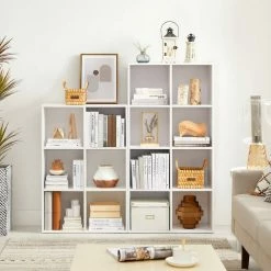 VASAGLE Raumteiler »LBC203 LBC24«, Würfelregal, Bücherschrank, freistehend, als Dekoration, Wohnzimmer, Schlafzimmer, Kinderzimmer Eiche Hell, Weiß, Vintage 64 VASAGLE Raumteiler »LBC203 LBC24«, Würfelregal, Bücherschrank, freistehend, als Dekoration, Wohnzimmer, Schlafzimmer, Kinderzimmer Eiche Hell, Weiß, Vintage -Vasagleaus Geschaft 821adf2b 1589 4098 9a93 d8fec13f7c9c