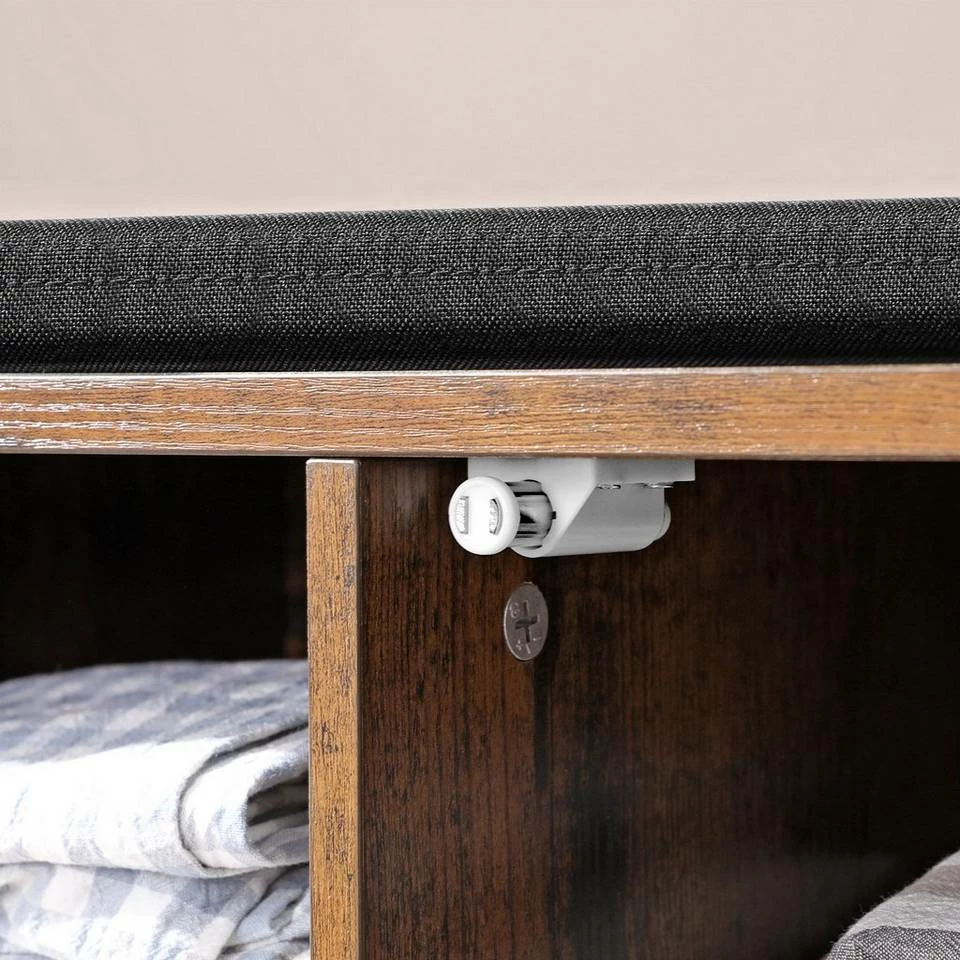 VASAGLE Schuhbank »LHS058X01«, Schrank, Schuhregal mit 9 offenen Fächern, mit Polsterung, rustikale Tür, vintage 10 VASAGLE Schuhbank »LHS058X01«, Schrank, Schuhregal mit 9 offenen Fächern, mit Polsterung, rustikale Tür, vintage – Bild 8