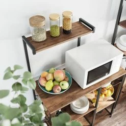 VASAGLE Standregal »KKS035/35«, Küchenregal mit Metallkorb, 6 S-Haken und Regalablagen, 90 x 40 x 132 cm, Industrie-Design Haselnussbraun-schwarz, Greige-schwarz, Vintage -Vasagleaus Geschaft 83a1a346 86e0 4d78 aab6 6f2b83d4a7a2