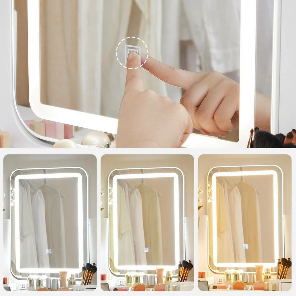 VASAGLE Schminktisch »RDT25WL«, Frisiertisch, Kosmetiktisch mit LED-Beleuchtung in 3 Farben, mit gepolstertem Hocker 5 VASAGLE Schminktisch »RDT25WL«, Frisiertisch, Kosmetiktisch mit LED-Beleuchtung in 3 Farben, mit gepolstertem Hocker – Bild 3