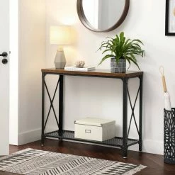 VASAGLE Konsolentisch »LNT088B01 LNT100B01«, Beistelltisch, Flurtisch, Sofatisch, 100 x 35 x 80 cm, für Wohnzimmer, Flur, vintagebraun-schwarz -Vasagleaus Geschaft 8dbf05b4 8778 4aba afb9 58ca739253ec