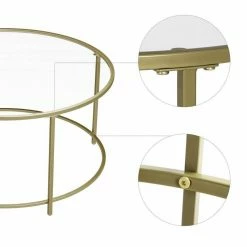 VASAGLE Couchtisch »LGT21G«, Beistelltisch, Glastisch, Sofatisch mit Metallgestell, Hartglas, Ø 84 cm, rund, stabil Gold, Schwarz 29 VASAGLE Couchtisch »LGT21G«, Beistelltisch, Glastisch, Sofatisch mit Metallgestell, Hartglas, Ø 84 cm, rund, stabil Gold, Schwarz -Vasagleaus Geschaft 8e0c04c7 c6fe 4a16 b7de fc57676adeac