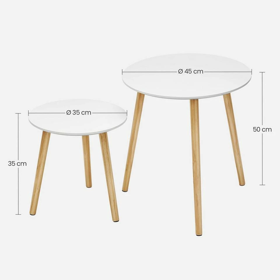 VASAGLE Beistelltisch »LET07WN«, Beistelltisch-Set rund, Sofatische, Couchtische, weiß 11 VASAGLE Beistelltisch »LET07WN«, Beistelltisch-Set rund, Sofatische, Couchtische, weiß – Bild 9
