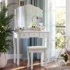 VASAGLE Schminktisch »RDT28K RDT28WT«, Frisiertisch, Kosmetiktisch mit Klappspiegel und 5 Schubladen, mit Hocker Natur, Weiß -Vasagleaus Geschaft 90a74888 e217 4905 b86f ff1a4737d733