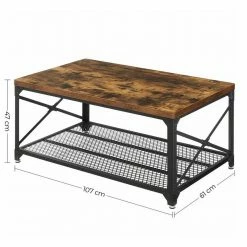 VASAGLE Couchtisch »LCT070B01«, Sofatisch mit Gitterablage, Stahlgestell mit seitlichen X-Streben, bis 50 kg belastbar, stabil, vintage -Vasagleaus Geschaft 93046d71 79f4 4515 88cb 1882fd531e12